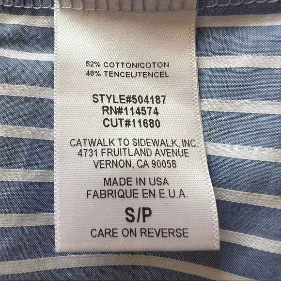 Pleione Off Shoulder Bow Top In Blue White Stripe Size S 14485 - Picture 11 of 11